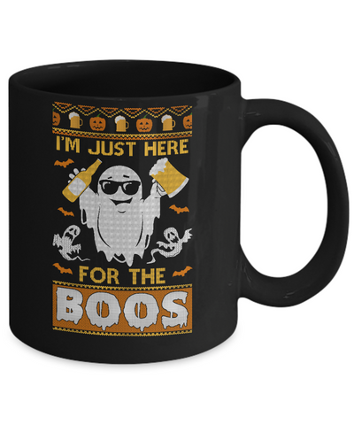 I'm Just Here For The Boos Halloween Ugly Sweater Mug-Coffee Mug-11oz Mug-Black