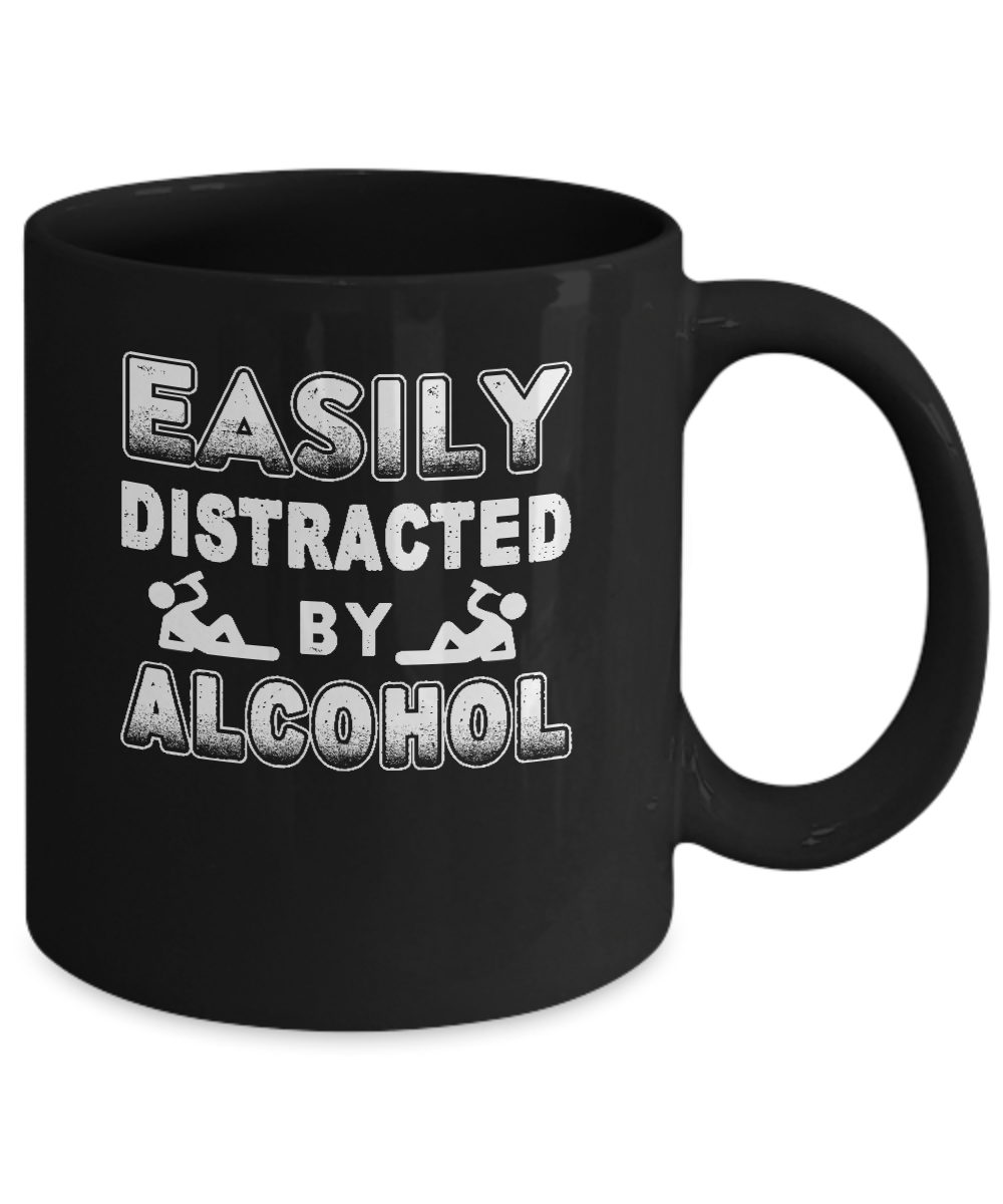 Easily Distracted By Alcohol Wine Beer Mug-Coffee Mug-11oz Mug-Black