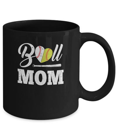 Funny Ball Mom Softball Baseball Mothers Day Gifts Mug-Coffee Mug-11oz Mug-Black