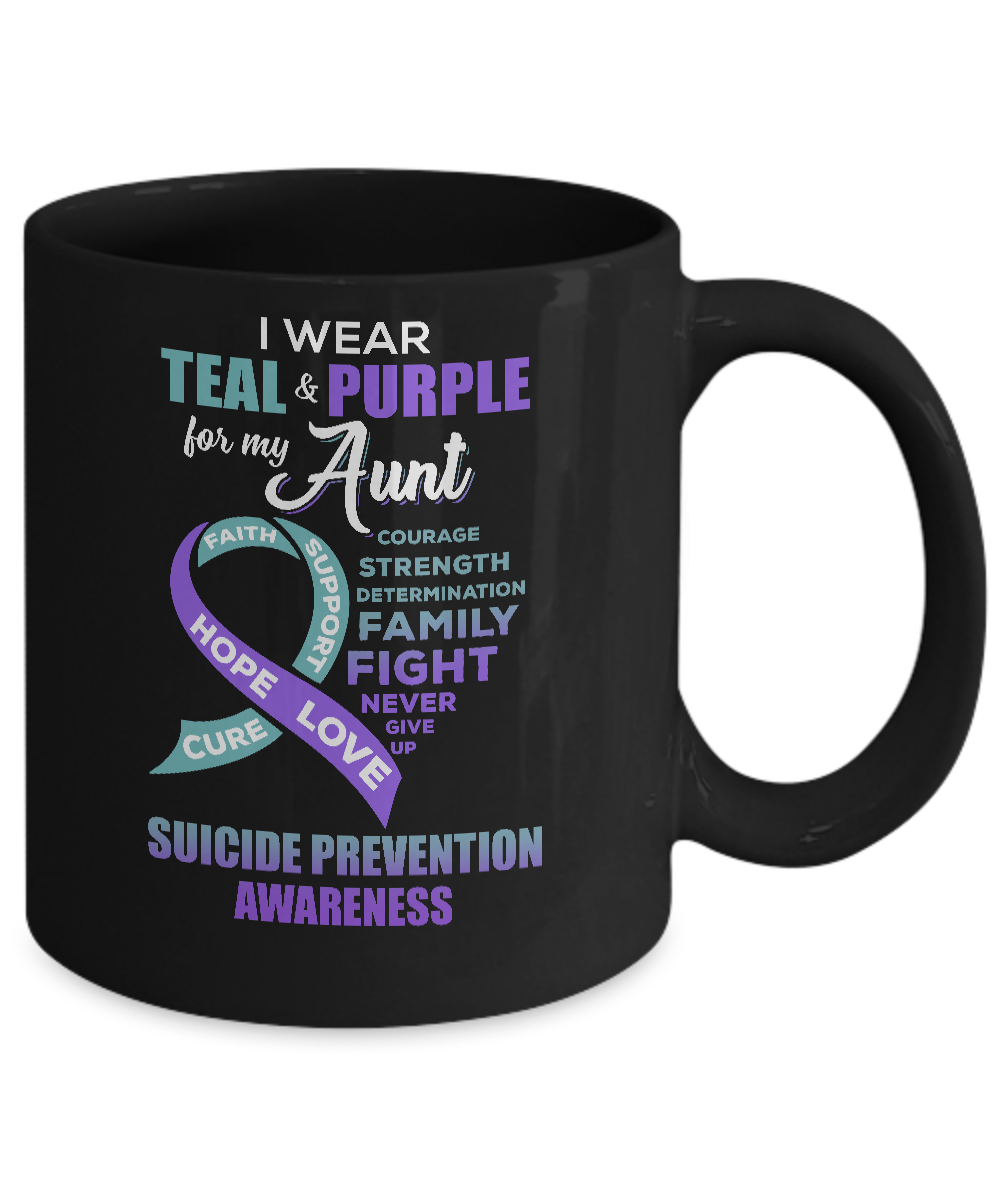 Suicide Prevention I Wear Teal And Purple For My Aunt Mug-Coffee Mug-11oz Mug-Black
