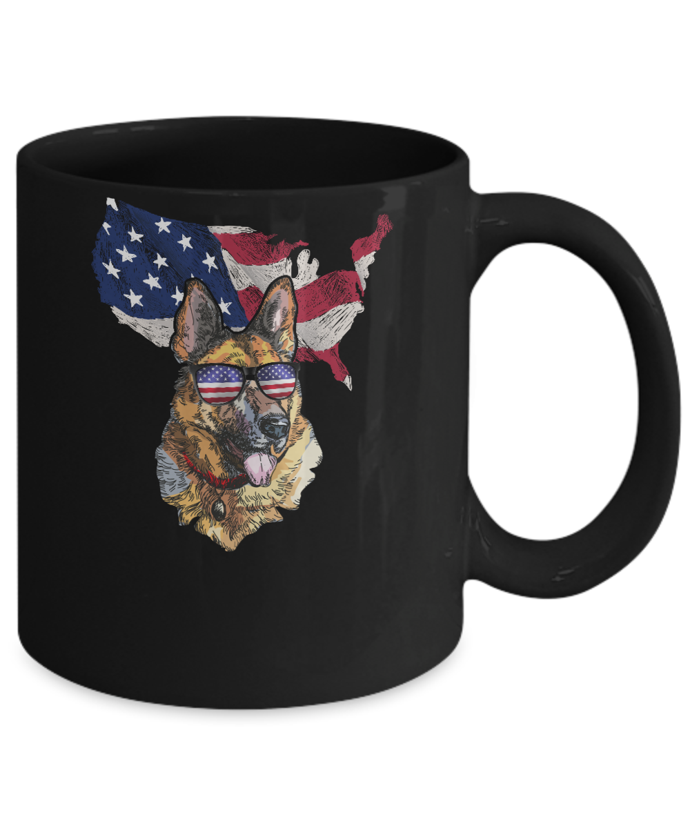 Funny Patriot German Shepherd Dog 4Th Of July American Flag Mug-Coffee Mug-11oz Mug-Black