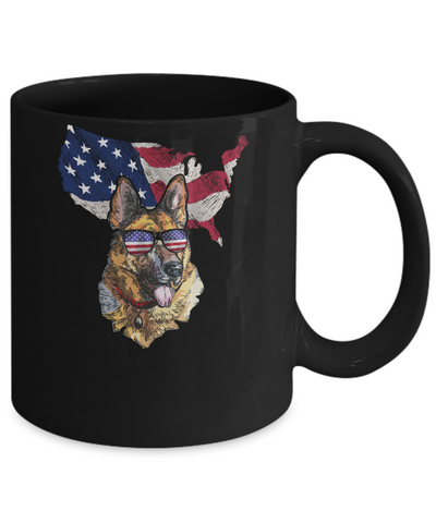 Funny Patriot German Shepherd Dog 4Th Of July American Flag Mug-Coffee Mug-11oz Mug-Black