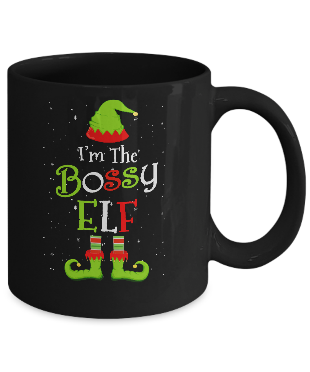 I'm The Bossy Elf Family Matching Funny Christmas Group Gift Mug-Coffee Mug-11oz Mug-Black