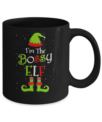 I'm The Bossy Elf Family Matching Funny Christmas Group Gift Mug-Coffee Mug-11oz Mug-Black