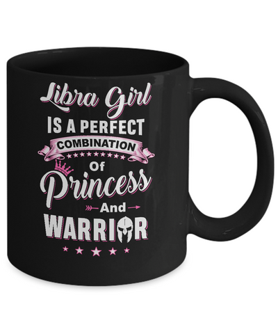 Libra Girl Princess Warrior September October Birthday Mug-Coffee Mug-11oz Mug-Black