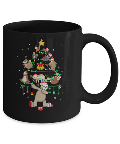 Sloth Christmas Tree Lights Funny Sloth Xmas Gift Mug-Coffee Mug-11oz Mug-Black