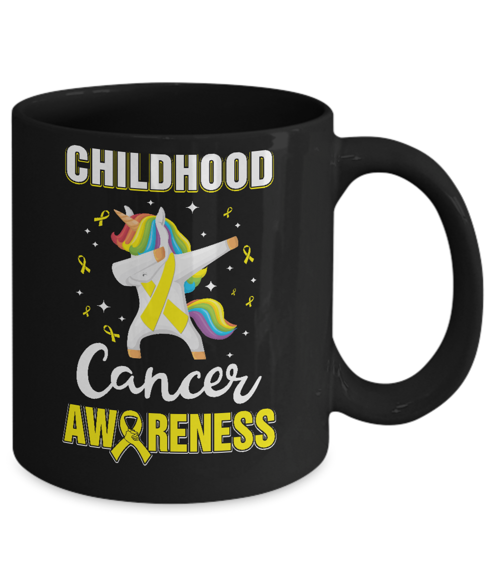 Childhood Cancer Awareness Cute Unicorn Warrior Mug-Coffee Mug-11oz Mug-Black