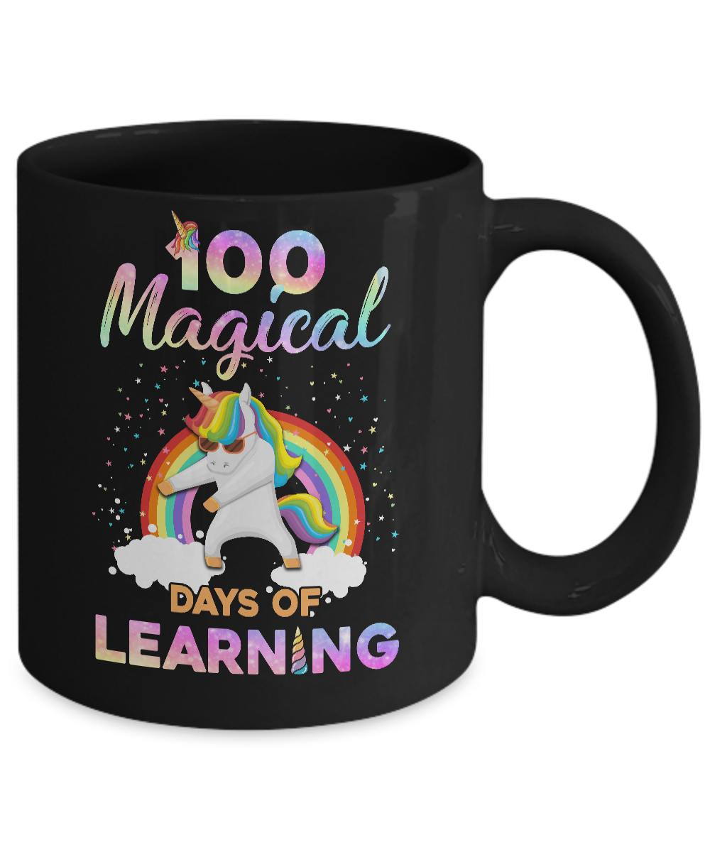 100 Magical Days of Learning Flossing Unicorn Mug-Coffee Mug-11oz Mug-Black
