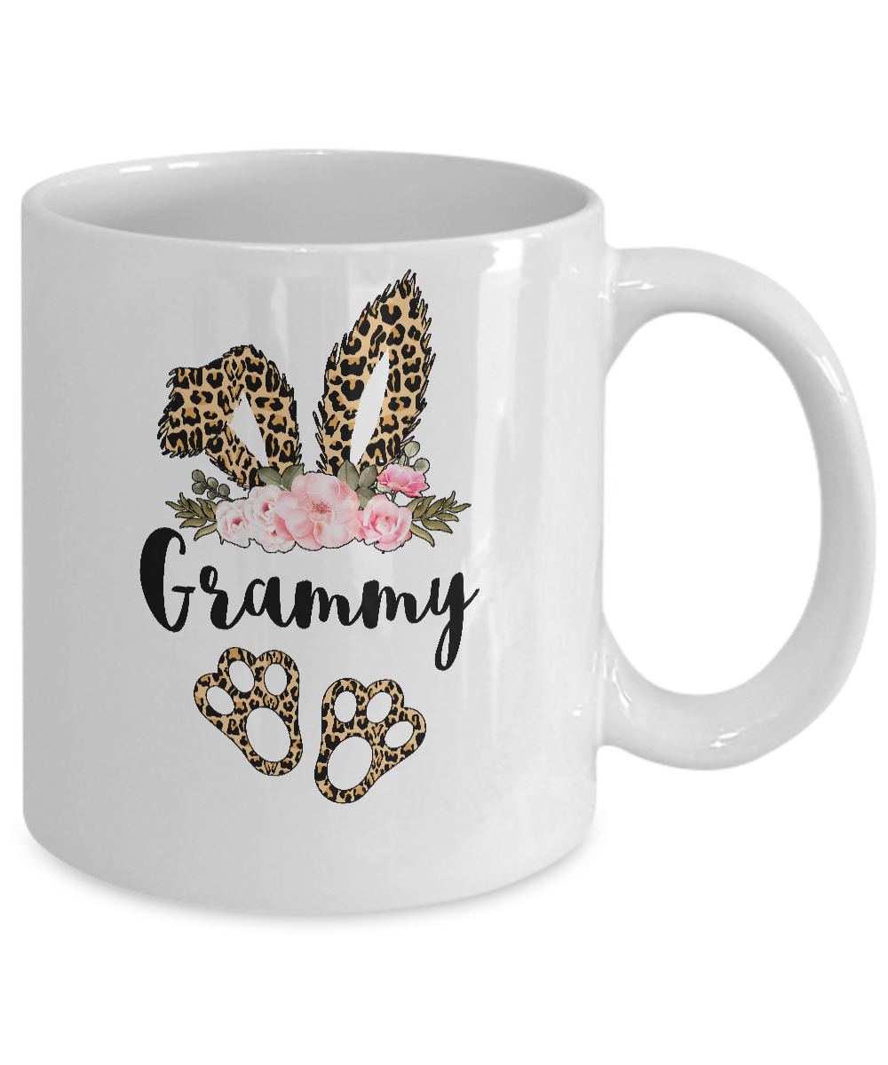 Flower Leopard Bunny Grammy Easter Day Women Gifts Mug-Coffee Mug-11oz Mug-White