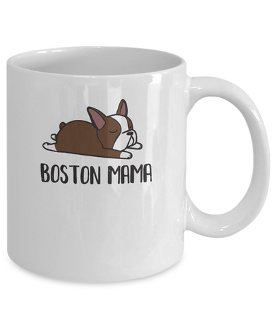 Brown Boston Terrier Mama Bostie Mom Gifts Women Mug-Coffee Mug-11oz Mug-White