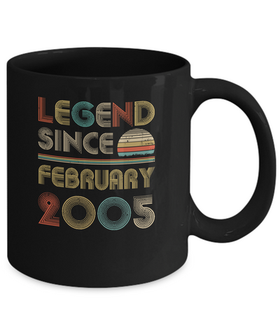 Legend Since February 2005 Vintage 16th Birthday Gifts Mug-Coffee Mug-11oz Mug-Black