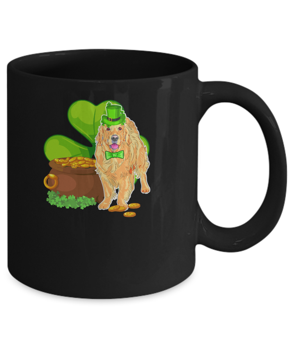 Golden Retriever St Patrick's Day Irish Dog Lover Funny Gifts Mug-Coffee Mug-11oz Mug-Black