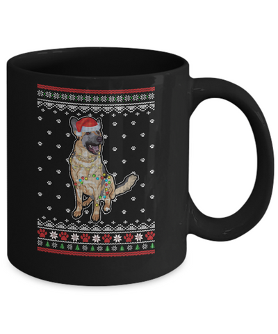 German Shepherd Christmas Ugly Sweater Lights Dog Xmas Gift Mug-Coffee Mug-11oz Mug-Black