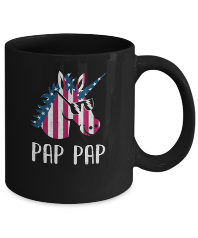 Patriotic Pap Pap Unicorn Americorn 4Th Of July Mug-Coffee Mug-11oz Mug-Black