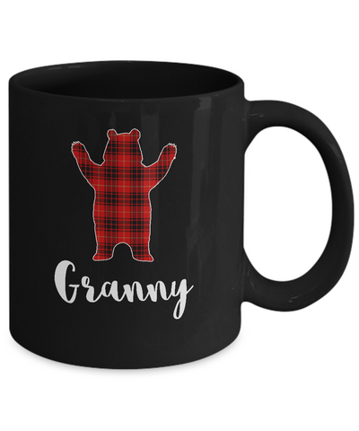 Red Granny Bear Buffalo Plaid Family Christmas Pajamas Mug-Coffee Mug-11oz Mug-Black