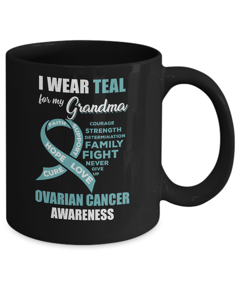I Wear Teal For My Grandma Ovarian Cancer Awareness Mug-Coffee Mug-11oz Mug-Black