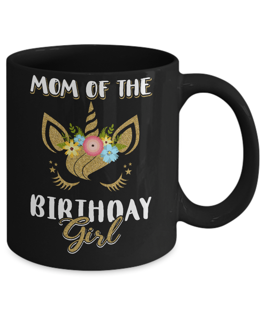 Cute Unicorn Mom Of The Birthday Girl Mug-Coffee Mug-11oz Mug-Black