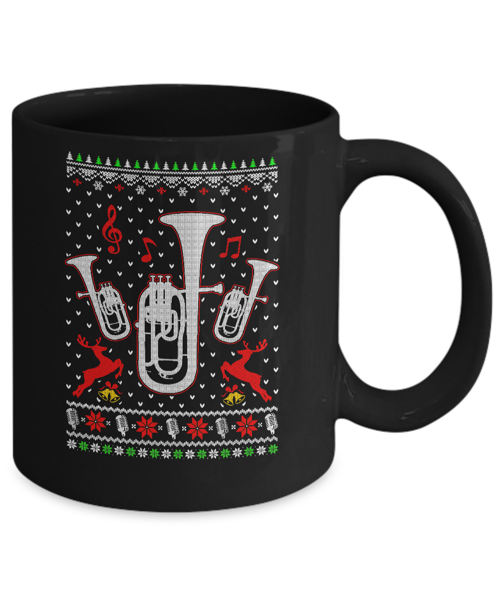 Santa Euphonium Ugly Christmas Sweater Gifts Mug-Coffee Mug-11oz Mug-Black