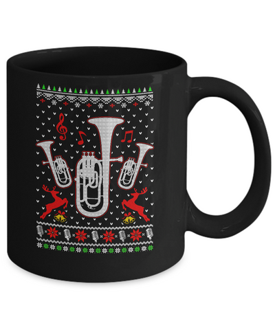 Santa Euphonium Ugly Christmas Sweater Gifts Mug-Coffee Mug-11oz Mug-Black