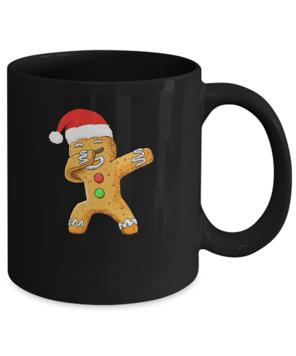 Dabbing Gingerbread Santa Christmas Kids Boys Xmas Cookie Mug-Coffee Mug-11oz Mug-Black
