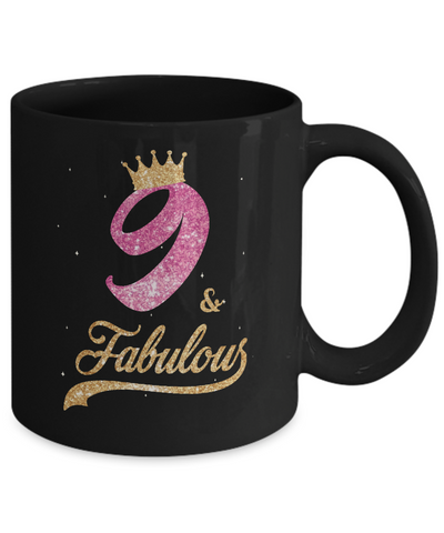 9Th And Fabulous Nine Birthday Mug-Coffee Mug-11oz Mug-Black