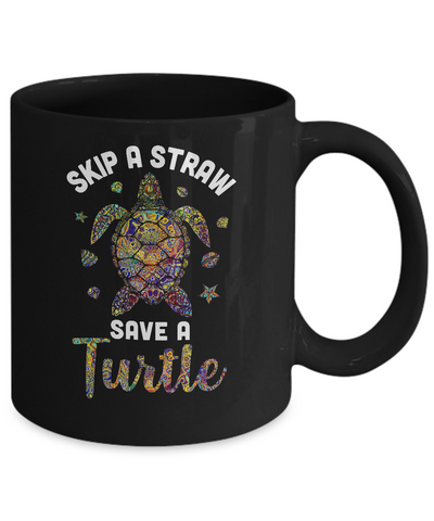 Hippie Skip A Straw Save A Turtle-Coffee Mug-11oz Mug-Black