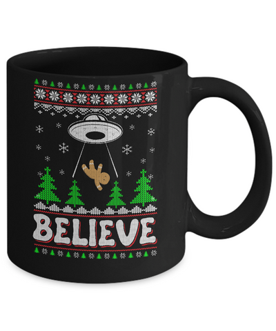 Believe UFO Gingerbread Ugly Christmas Sweater Mug-Coffee Mug-11oz Mug-Black