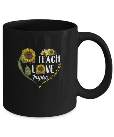 Sunflower Teach Love Inspire Teaching Gift For Teacher Mug-Coffee Mug-11oz Mug-Black