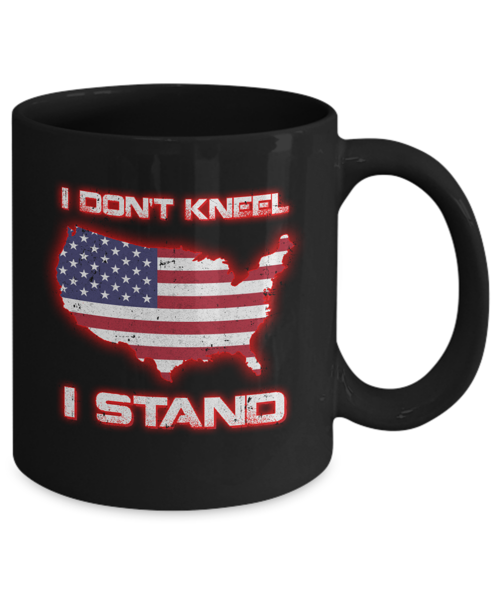 I Don't Kneel I Stand Us American Flag Mug-Coffee Mug-11oz Mug-Black