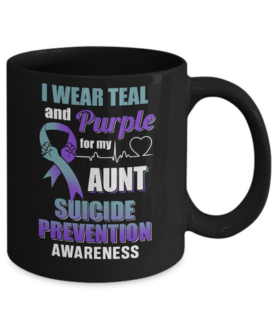 I Wear Teal And Purple For My Aunt Suicide Prevention Mug-Coffee Mug-11oz Mug-Black