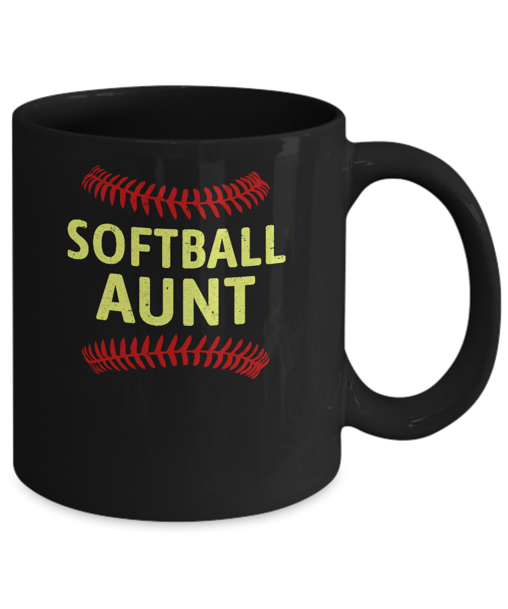 Softball Aunt Mug-Coffee Mug-11oz Mug-Black