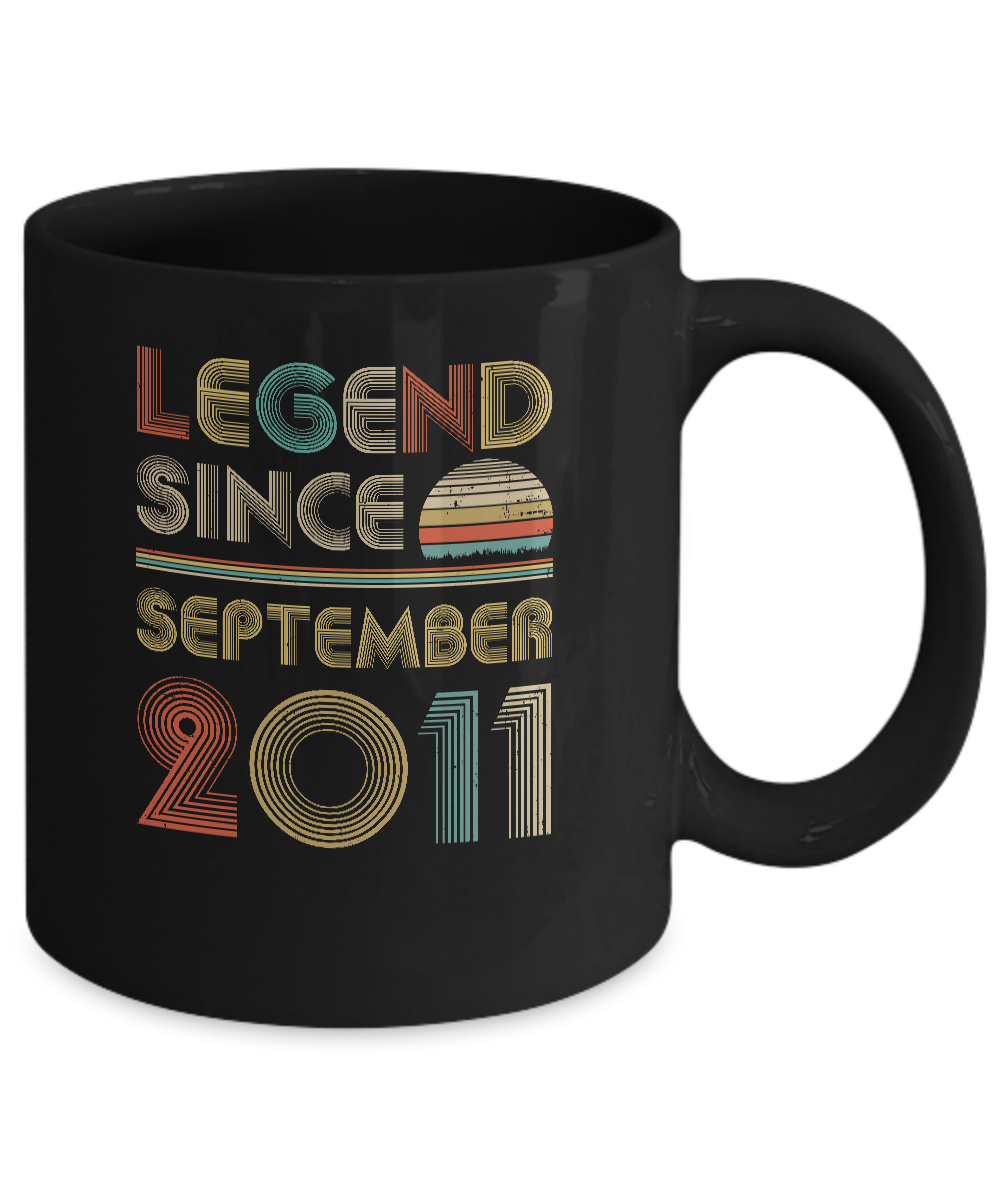 Legend Since September 2011 Vintage 10th Birthday Gifts Youth Mug-Coffee Mug-11oz Mug-Black