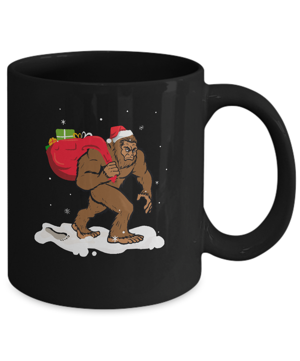 Bigfoot Santa Christmas Boys Men Sasquatch Xmas Gift Mug-Coffee Mug-11oz Mug-Black