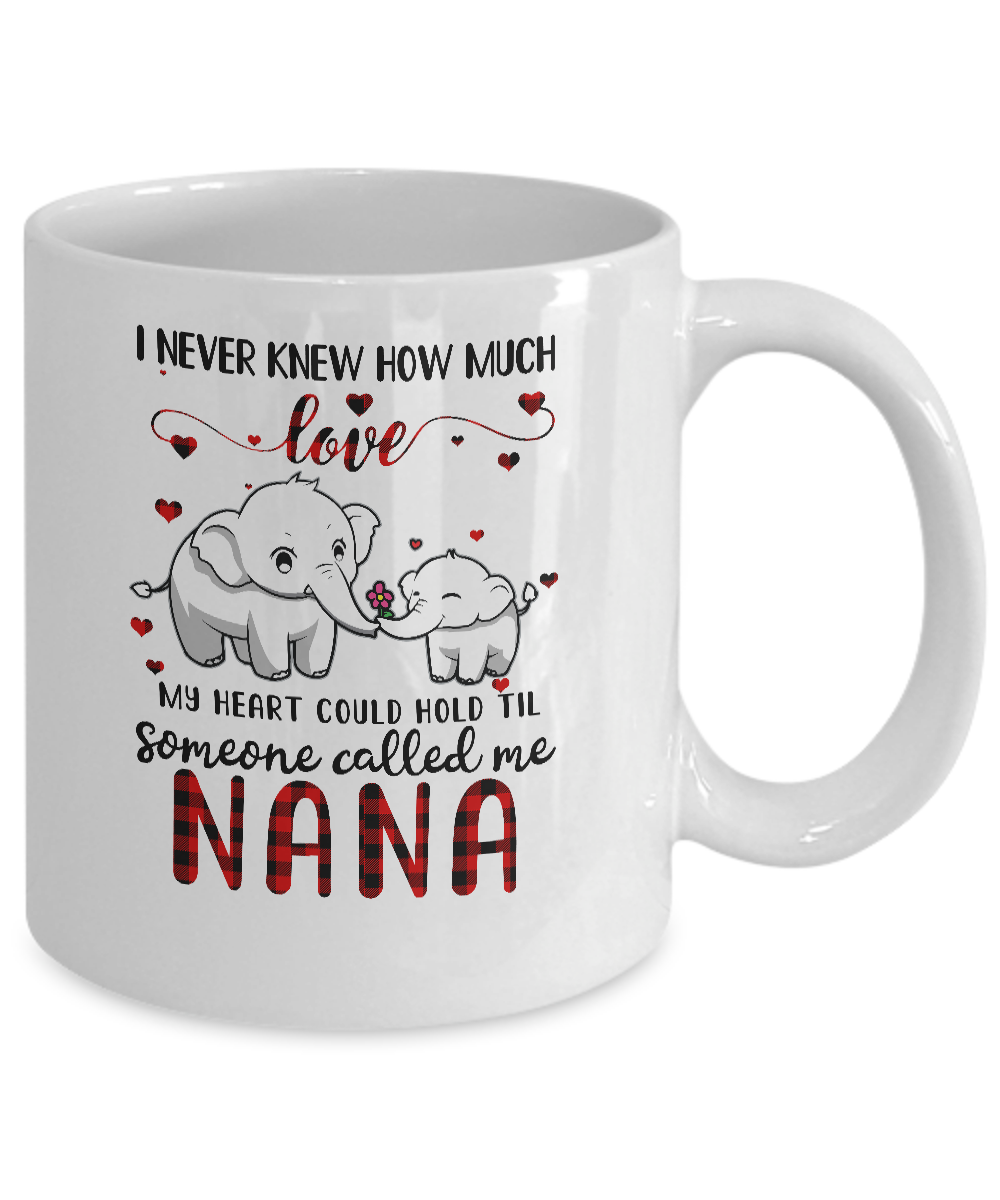 Someone Called Me Nana Elephant Red Plaid Mother's Day Mug-Coffee Mug-11oz Mug-White