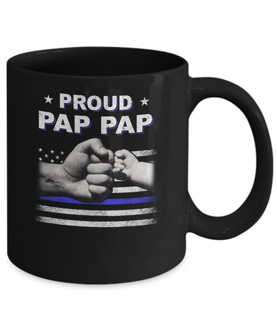 Proud Pap Pap Police Thin Blue Line Flag Fathers Day Mug-Coffee Mug-11oz Mug-Black