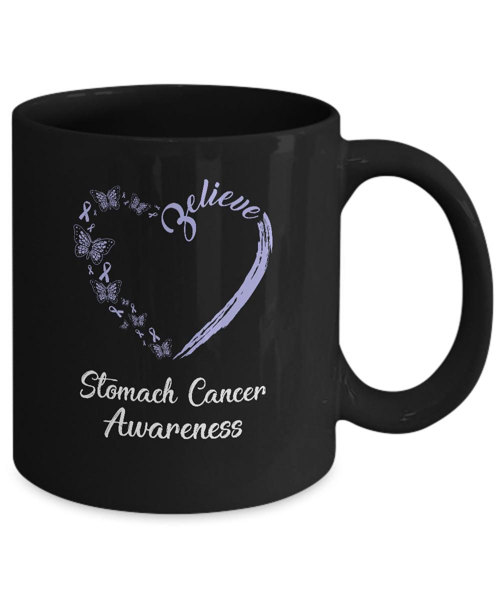 Butterfly Believe Stomach Cancer Awareness Ribbon Gifts Mug-Coffee Mug-11oz Mug-Black