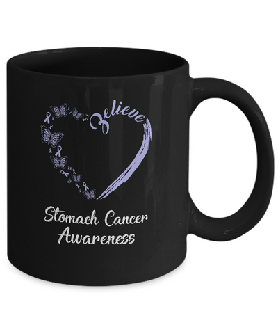 Butterfly Believe Stomach Cancer Awareness Ribbon Gifts Mug-Coffee Mug-11oz Mug-Black