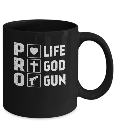 Pro Life Pro God Pro Gun America Mug-Coffee Mug-11oz Mug-Black