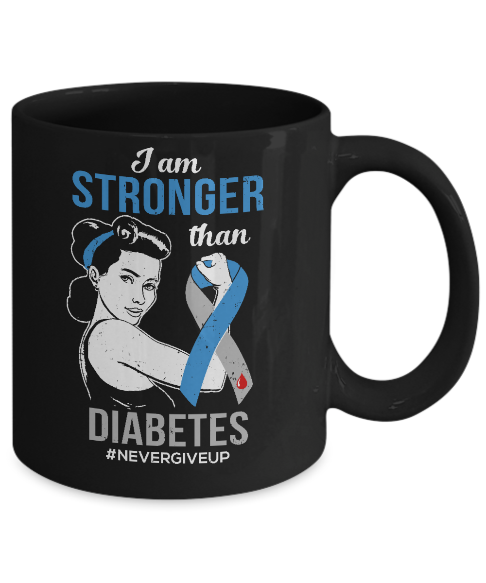 I Am Stronger Than Diabetes Awareness Support Mug-Coffee Mug-11oz Mug-Black