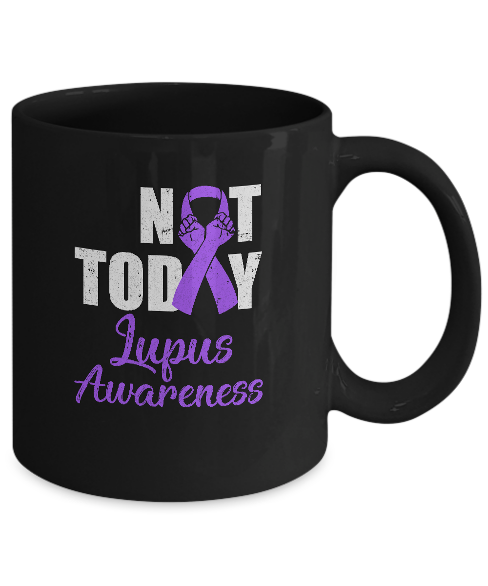 Support Lupus Awareness Purple Ribbon Not Today Mug-Coffee Mug-11oz Mug-Black