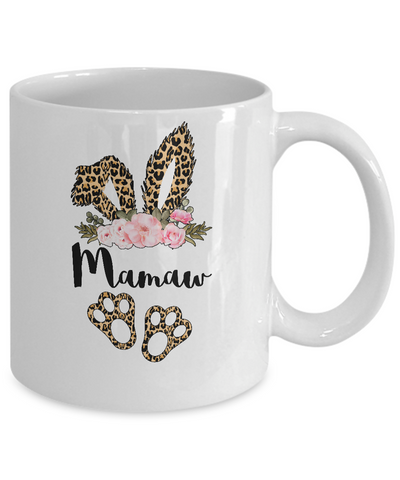 Flower Leopard Bunny Mamaw Easter Day Women Gifts Mug-Coffee Mug-11oz Mug-White