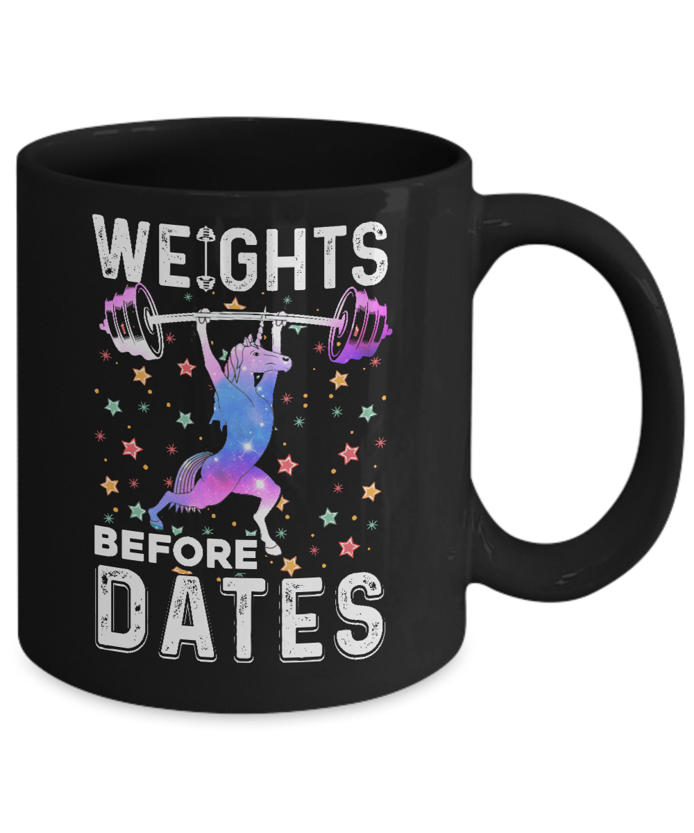 Weights Before Dates Unicorn Gym Weight Lifting Mug-Coffee Mug-11oz Mug-Black
