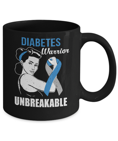 Diabetes Warrior Unbreakable Diabetes Awareness Mug-Coffee Mug-11oz Mug-Black