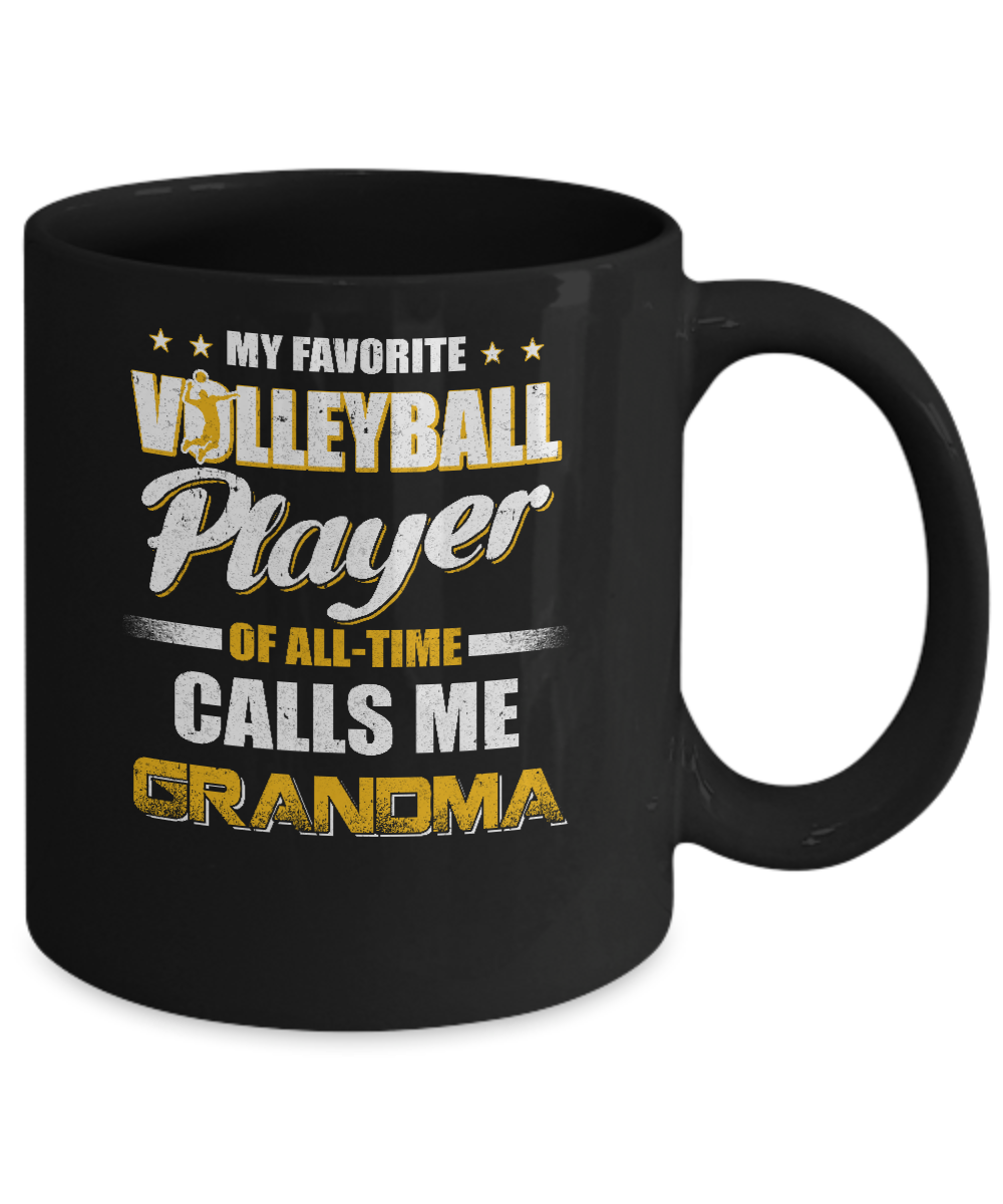 My Favorite Volleyball Player Calls Me Grandma Volleyball Mug-Coffee Mug-11oz Mug-Black