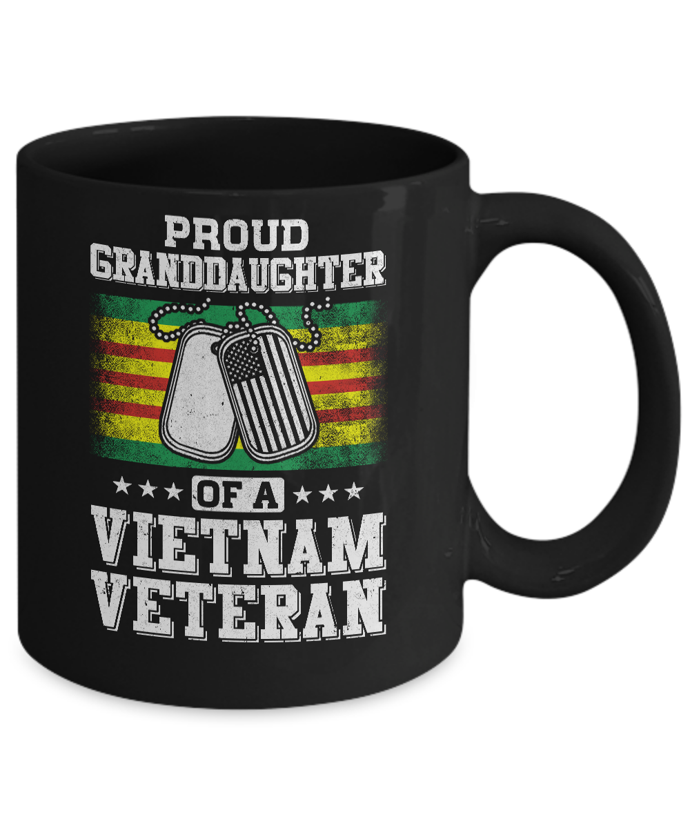 Proud Granddaughter Of A Veteran Papa Grandpa Grandma Mug-Coffee Mug-11oz Mug-Black
