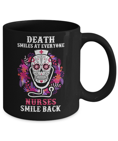 Death Smiles At Everyone Nurses Smile Back Mug-Coffee Mug-11oz Mug-Black