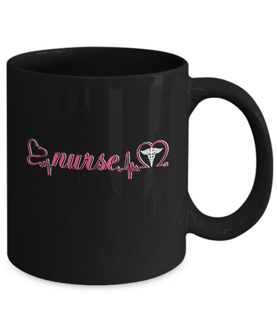 Nurse Heartbeat Nursing Passionate Mug-Coffee Mug-11oz Mug-Black