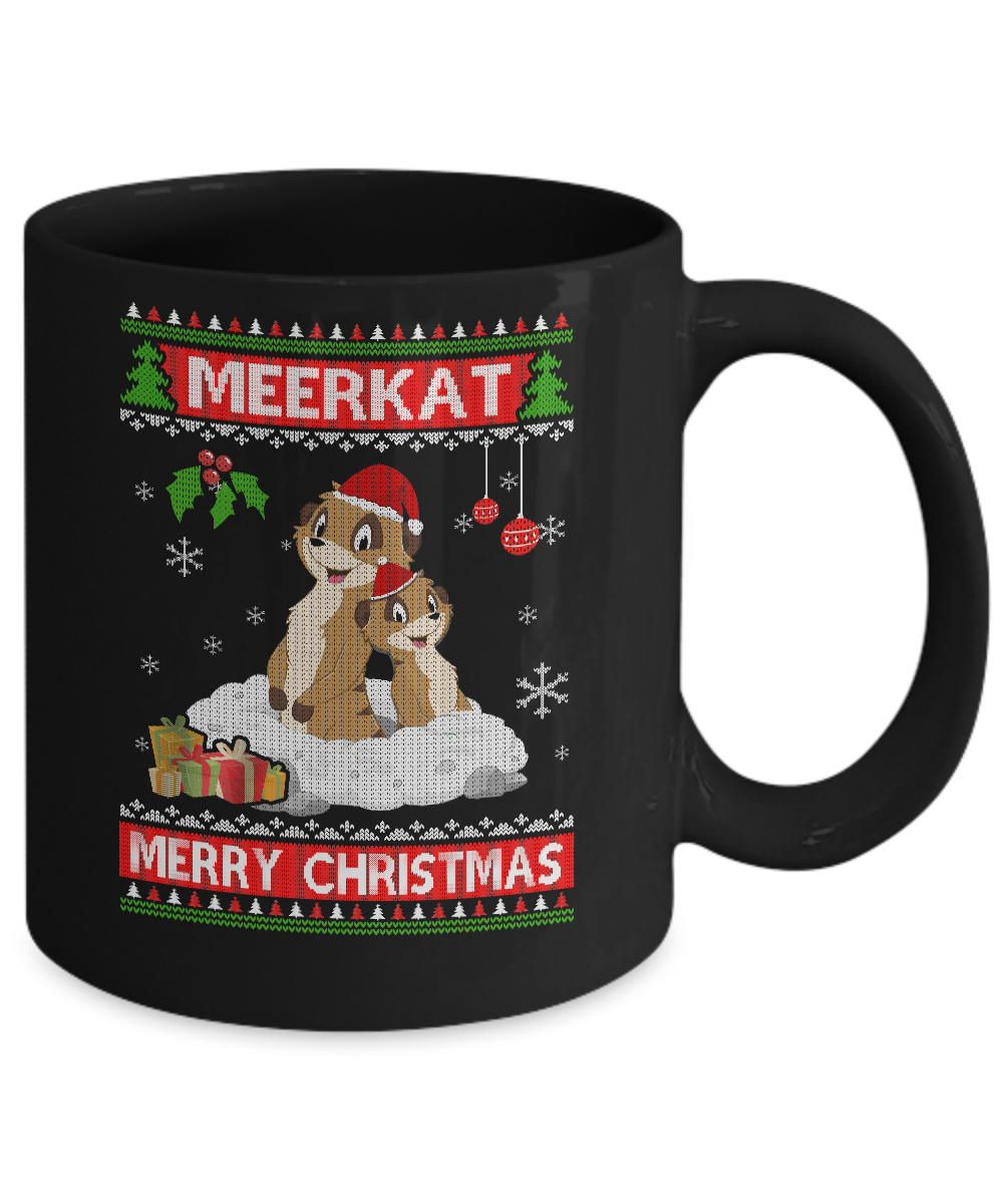 Meerkat Xmas Pajama Ugly Christmas Sweater Mug-Coffee Mug-11oz Mug-Black