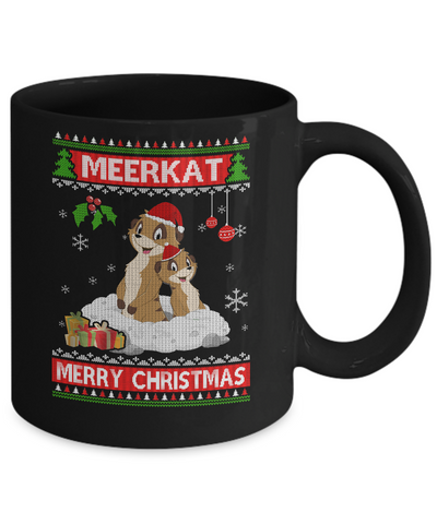 Meerkat Xmas Pajama Ugly Christmas Sweater Mug-Coffee Mug-11oz Mug-Black
