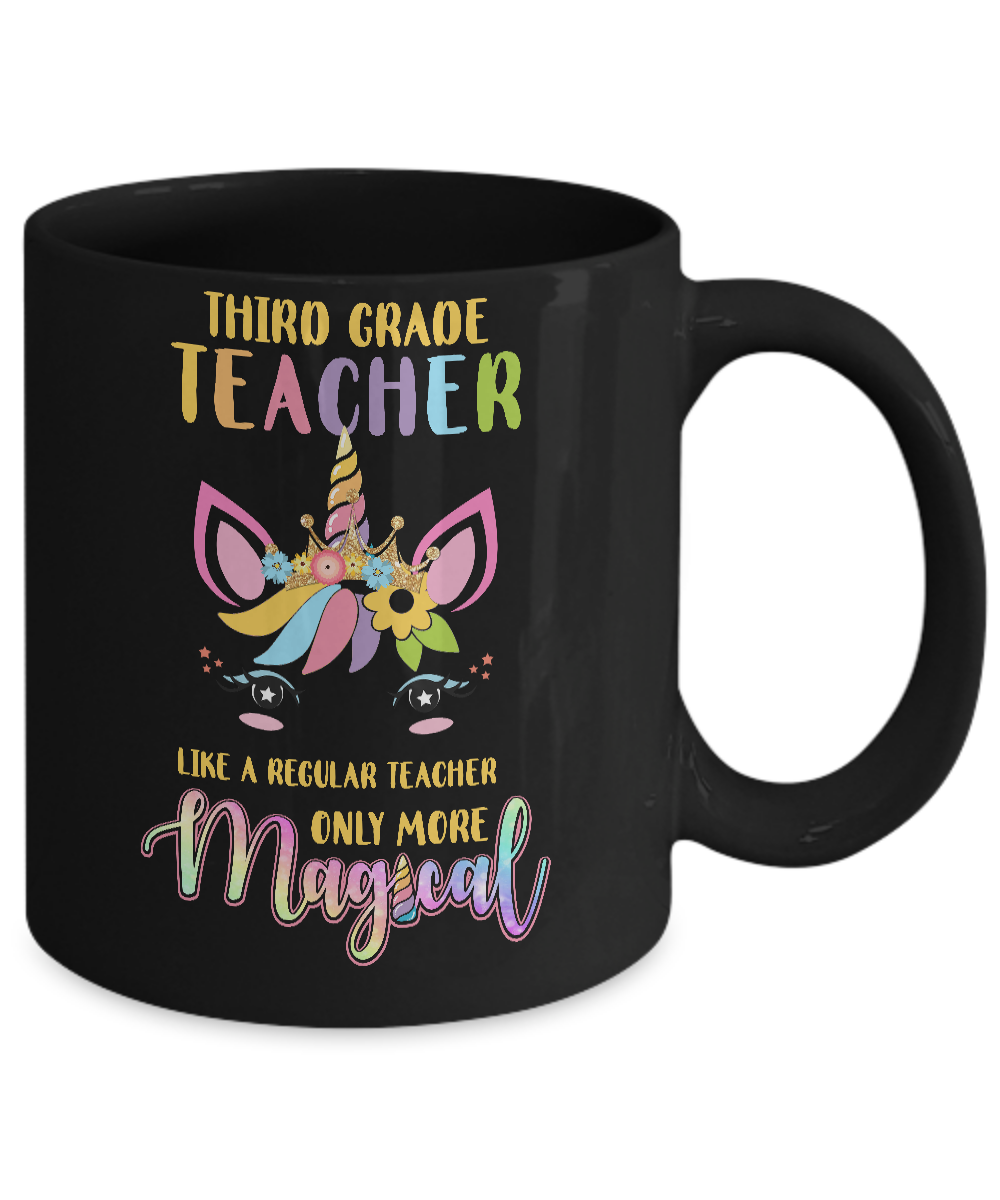 3rd Third Grade Teacher Cute Magical Unicorn Gift Mug-Coffee Mug-11oz Mug-Black